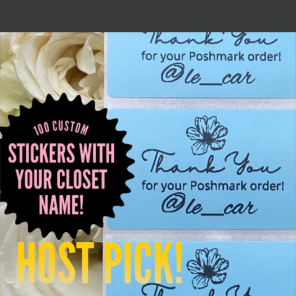 HOST PICK!! 100 Custom Thank you stickers- 2.25 x 1.25 rectangle